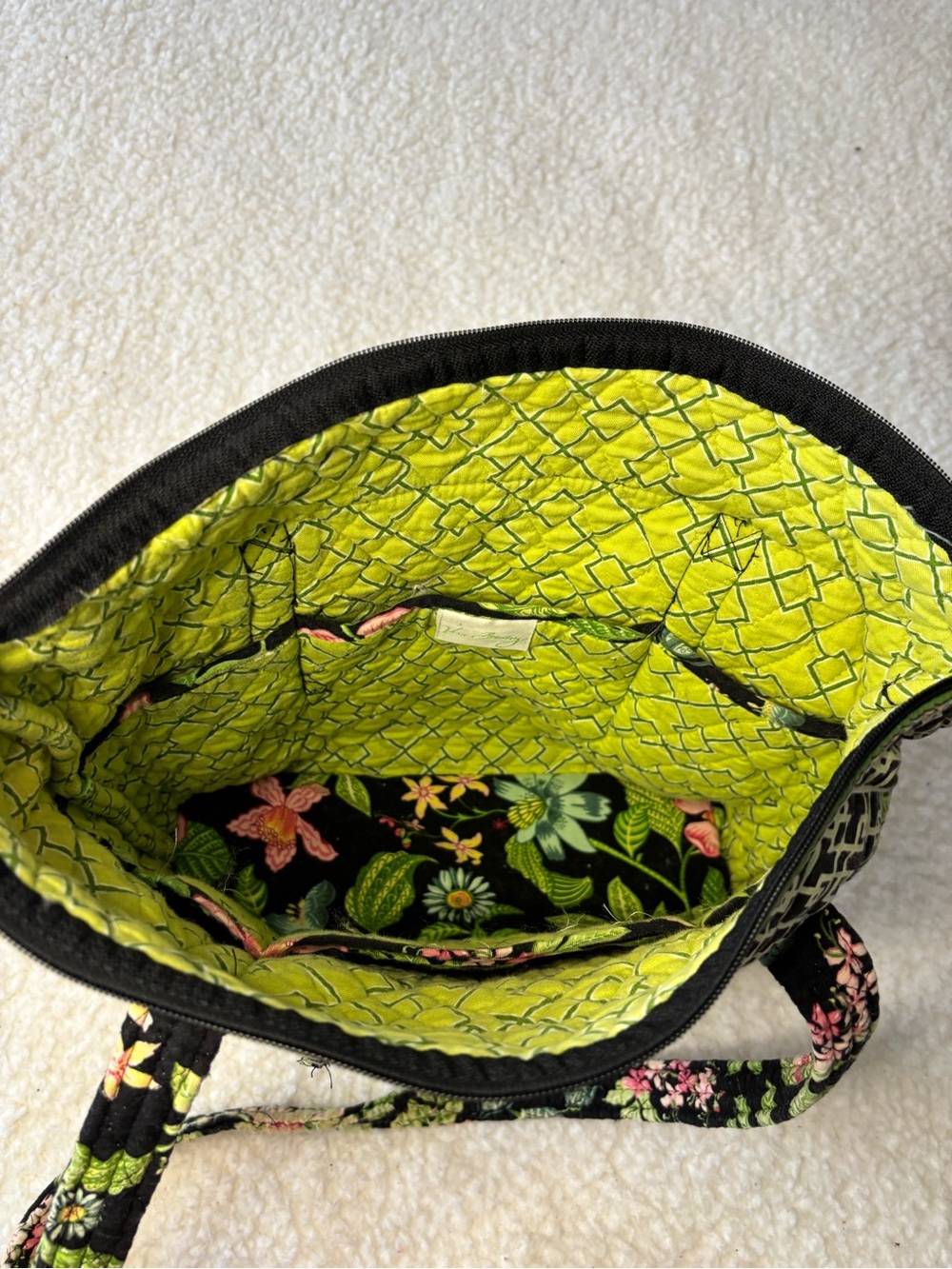Vera Bradley Green Botanica Vintage Quilted Shoulder Tote Bag - Picture 10 of 14